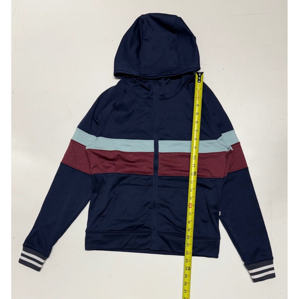 Cotopaxi Full Zip Hoodie Navy Blue Burgundy Colorblock Stripe Mens XS Jacket